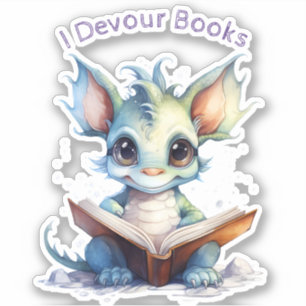 Sticker *~* Lecture Bébé Dragon - I DEVOUR LIVRES AP88