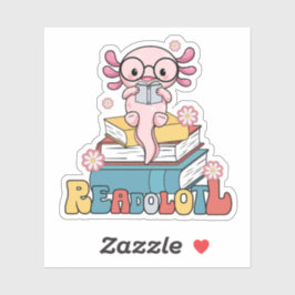 Sticker Lecture de Axolotl Pun Cute Bookworts Reader
