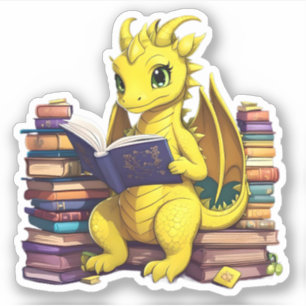 Sticker Lecture d'un dragon jaune