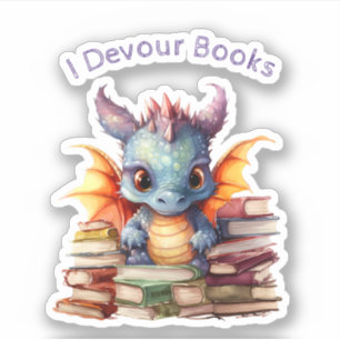 Sticker *~* Lecture Whimsical Baby Dragon READING dévorant