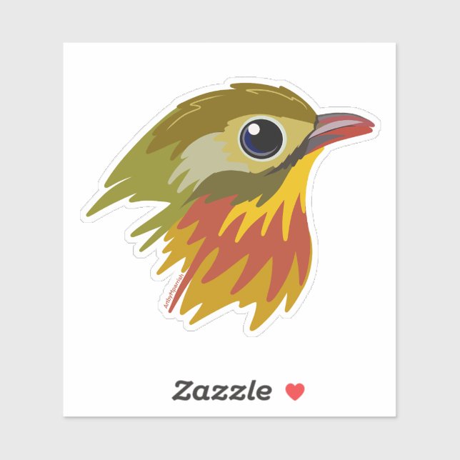 Sticker Leiothrix à bec rouge - simplifié (Feuille)