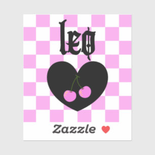 Sticker Leo Gothique esthétique À damiers cerisier Art