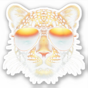 Sticker Léopard Cool portant des lunettes de soleil Léopar