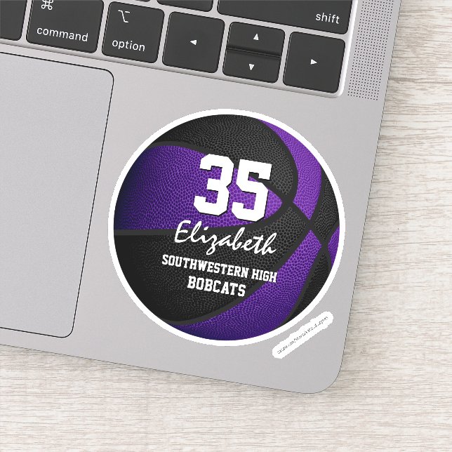 Sticker L'équipe de basketball noir violet couleurs filles (Détail)