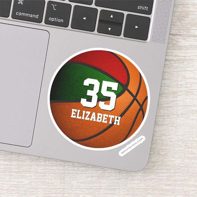 Sticker L'équipe rouge vert couleurs filles garçons basket (Détail)