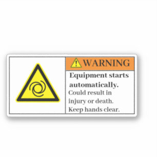 Sticker L'équipement d'avertissement démarre automatiqueme