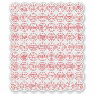 Sticker Les 72 Sigles Démon D'Ars Goetia (rouge)