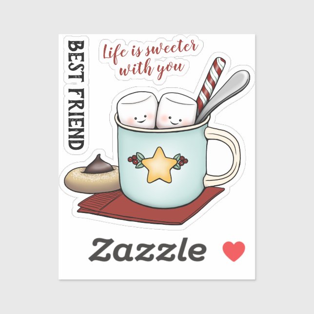 Sticker Les amis de Marshmallow dans la tasse de Noël du c (Feuille)