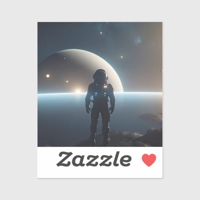 Sticker Les astronautes flottant dans l'univers (Feuille)