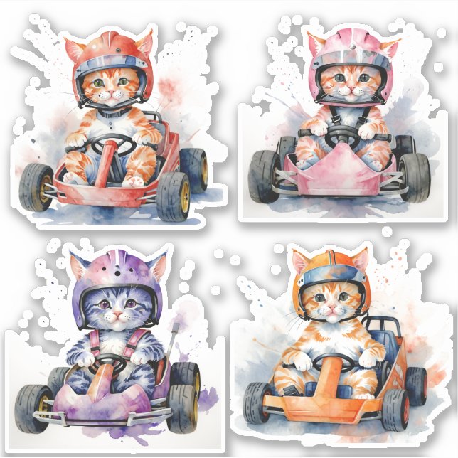 Sticker Les chats en karting (Devant)