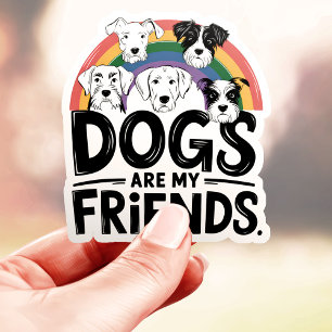 Sticker Les chiens sont mes amis Vinyle arc-en-ciel