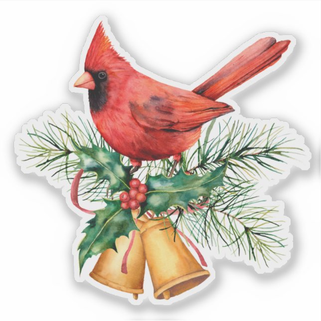 Sticker Les cloches de Noël et les Evergreens Cardinal Rou (Devant)