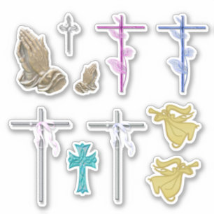 Sticker Les croix, les anges et la prière remet l'église