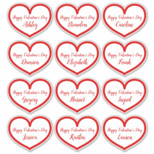 Sticker Les enfants du Coeur Rouge mignon Noms de Valentin