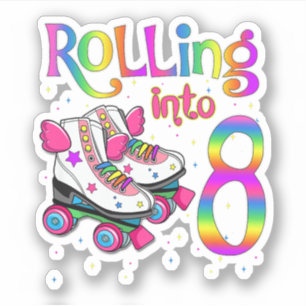 Sticker Les enfants roulent en 8 ans Roll I's Turning 8