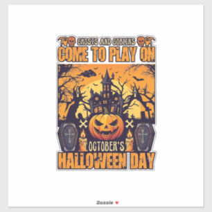 Sticker Les fantômes Halloween viennent jouer octobre enso