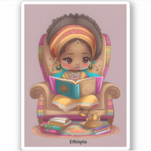 Sticker Les filles du monde de la lecture - Éthiopie
