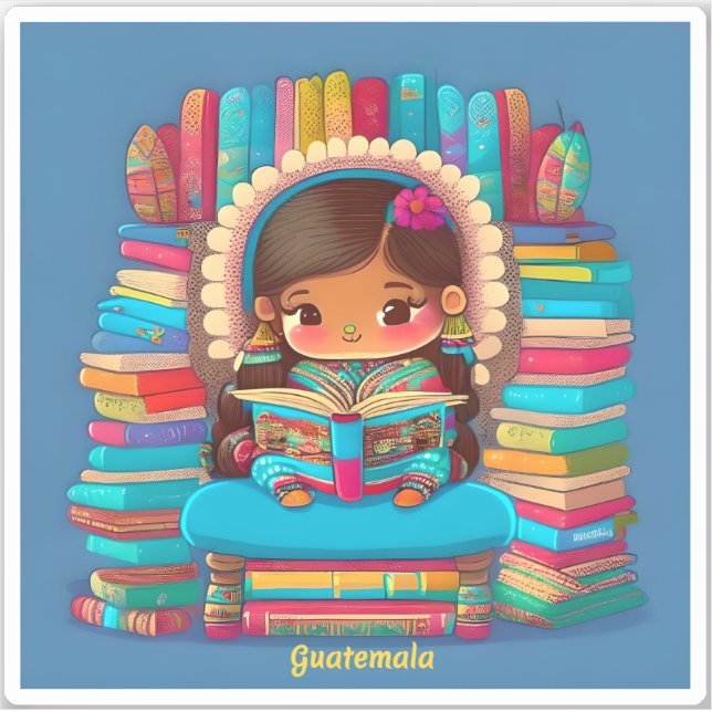 Sticker Les filles du monde de la lecture - Guatemala (Devant)