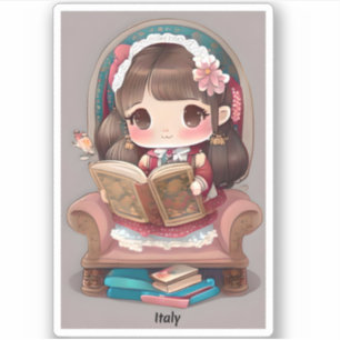 Sticker Les filles du monde de la lecture - Italie