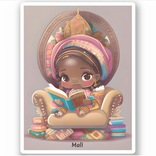 Sticker Les filles du monde de la lecture - Mali (Devant)