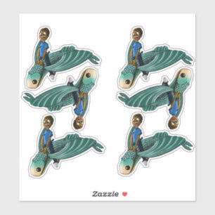 Sticker Les garçons afro-américains sur le poisson volant