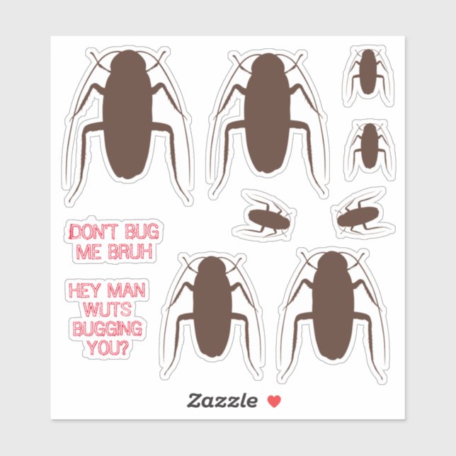 Sticker Les insectes des cafards bugs personnalisés (Feuille)