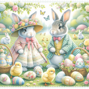 Sticker Les lapins de Pâques Portent Leurs Meilleurs Vêtem