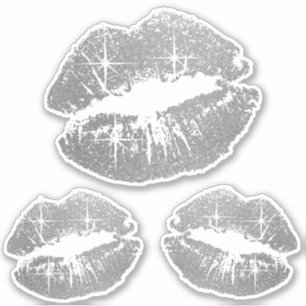 Sticker Les lèvres de Parties scintillant d'argent - Kiss