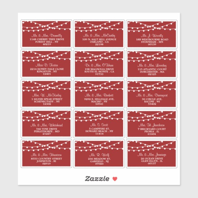 Sticker Les Lumières De Chaîne Sur La Collection Mariage R (Feuille)