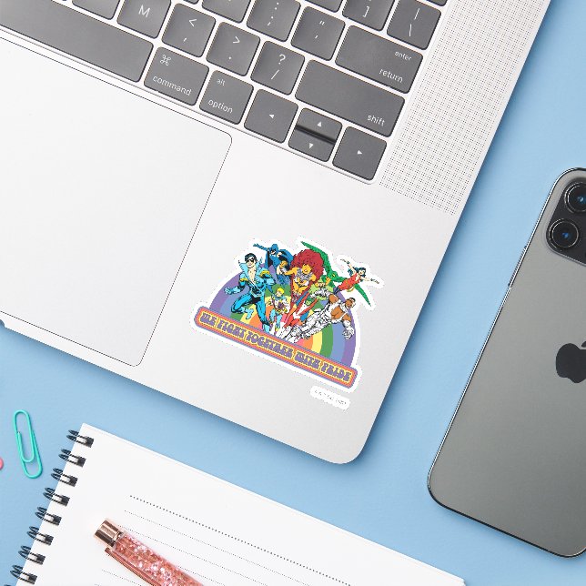 Sticker Les nouveaux Titans Ados - Nous combattons avec fi (Ordinateur portable avec iPhone)