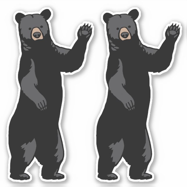 Sticker Les ours de branchement disent Bonjour (Devant)