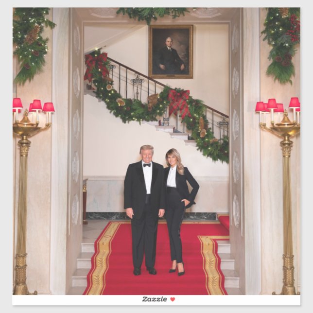 Sticker Les pas de Noël Président Donald Trump & Melania (Feuille)