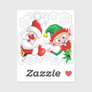 Sticker Les personnages de Noël de père Noël et Elf