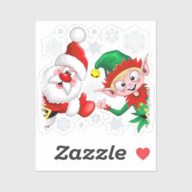 Sticker Les personnages de Noël de père Noël et Elf (Feuille)