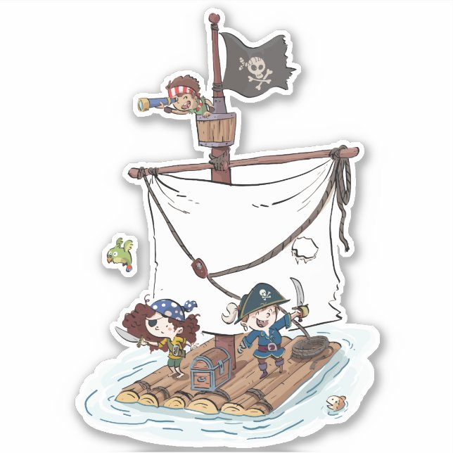 Sticker Les Pirates Mets En Voile À L'Arrière | Caricature (Devant)