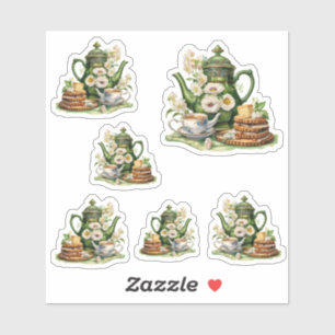 Sticker Les théières vertes