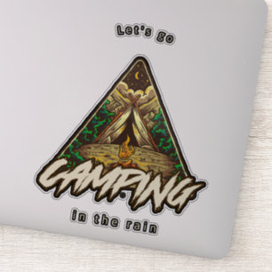 Sticker Let's going camping in the rain broder