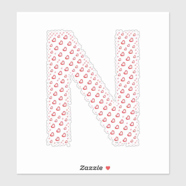 STICKER LETTERS MADE UP OF HEARTS (Feuille)