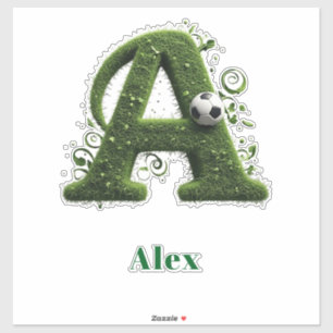 Sticker Lettre A en topiaire d'herbe verte avec ballon de
