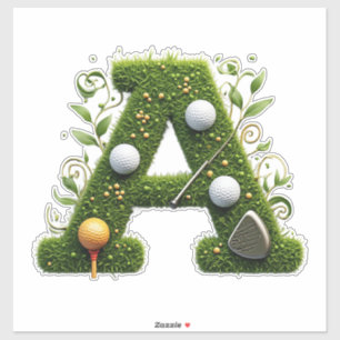 Sticker Lettre A Herbe Verte Avec Clubs De Golf : Sport, N