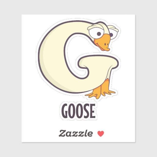 Sticker Lettre alphabet animal - G (Oie) (Feuille)