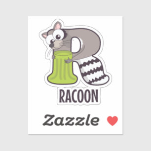 Sticker Lettre alphabet animal - R (Racon)