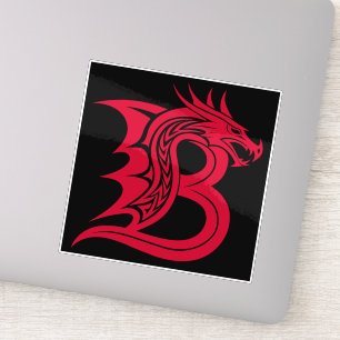 Sticker Lettre B de style dragon, alphabet du dragon, mono