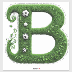 Sticker Lettre B en topiaire d'herbe verte avec ballon de
