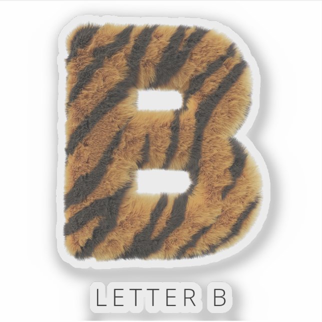 Sticker Lettre B fourrure de tigre (Devant)