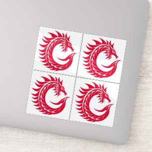 Sticker Lettre C de style dragon, alphabet du dragon, mono