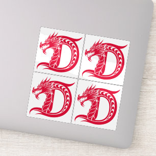 Sticker Lettre D de style dragon, alphabet dragon, monogra