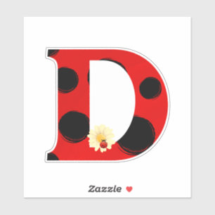Sticker Lettre D Ladybug Imprimer avec Ladybug et Flower