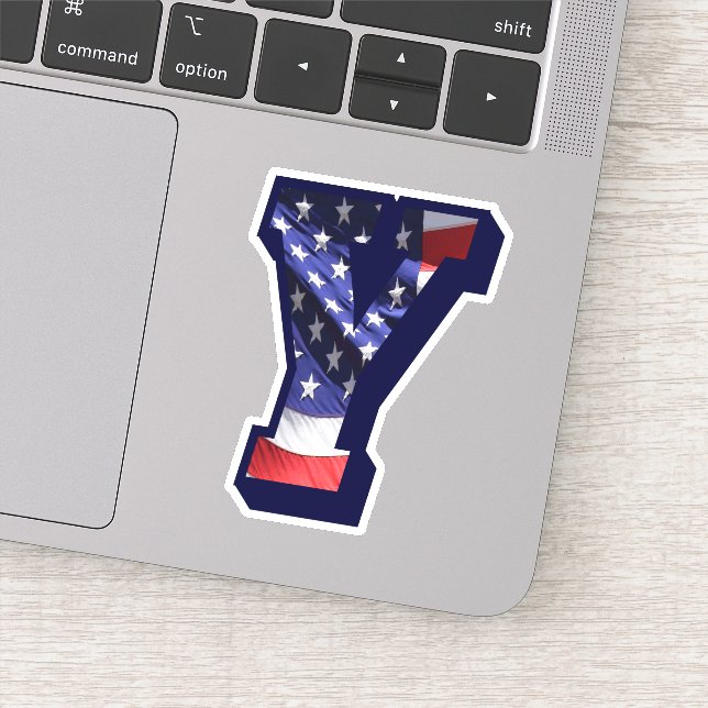Sticker LETTRE Drapeau AMÉRICAINE Y INITIAL USA (Détail)