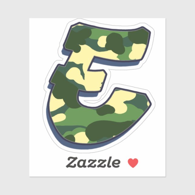 Sticker Lettre E - Camo Green (Feuille)